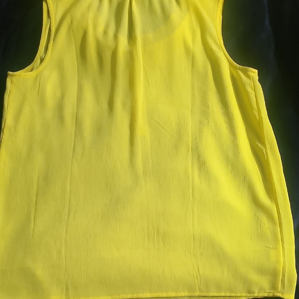 LOFT Vibrant Yellow Ruffle Neck Blouse - Picture 3 of 3